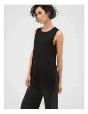 [Seed Heritage] Compact Crepe Knit Tunic in Black