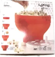 Lekue Microwave Popcorn Popper Popcorn Maker Red Silicone New in Original Box
