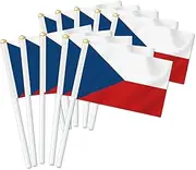 10 PCS Czech Handheld Small Flag, Czechs Hand held Mini Decor Decoration Banner