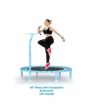 40" Fitness Mini Trampoline Rebounder, Adjustable Handlebar, Blue