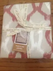 1 New West Elm (Pottery Barn) Organic Ikat Links Duvet Cover NWT full queen