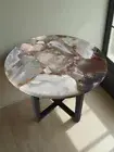 Grey Agate Coffee Table Top, Agate Round Table Top, Center Table Top Decor