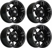 Set of 4 GTW Vandal 12x7 Matte Black Aluminum Golf Cart Wheel | 3:4 Offset | 4x4