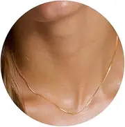 [Vavily] Minimalist Thin Gold Chain 18K Gold Thin Box Chain Necklace Short Small Gold Chain Choker Necklaces for Women
