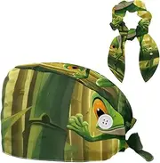 [YTYVAGT] Scrub Caps Women,Scrub Hats Suitable for Women,Jungle Animal Frog Plant Pattern