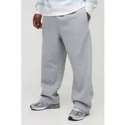 Mens Grey Marl Plus Oversized Drop Crotch Joggers
