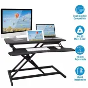 Height Adjustable Standing Desks Ergonomic Dual Monitor Converter +Keyboard Tray