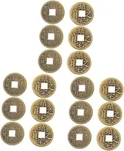 Totority Vintage Coins 18 Pcs Vintage Copper Coins Chinese Chinese Feng Shui Ornaments Valuable Coin Five Emperor Coins Feng Shui Coins Car Trim Brass Book of Changes Chinese Style