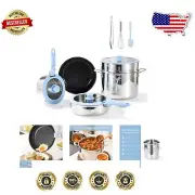 Large 9-Quart Stockpot with Steamer & Detachable Handles - Complete Cookware Set