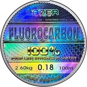 LAZER LINE Fluorocarbon Fishing Line 100 m Diameter 0.18 mm Test 2.6 kg - Transparent Leader Line for Pike Zander Perch Trout Carp - Fluorocarbon Leader - Predator Fishing Line - Fluorescent Carbon