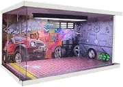 Alloy Car Model Toy Display Stand 1：24 Parking lot Scene Model car Model Simulation Parking lot Voice Control with Light Acrylic Cover Car Garage Protection Collectibles(Red)