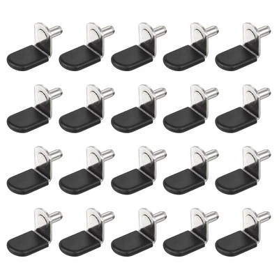 Shelf Support Peg, 100pcs 5mm L-Shaped Shelf Pin with Rubber Sleeve, Silver Tone