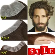 Forehead Hairline Mens Real Human Hair Full Skin PU Frontal Toupees Hairpiece