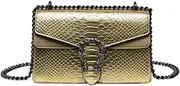 [RomanticDesign] Women Small Satchel Bag Classic Snake Printed PU Leather Shoulder Purse Crossbody Bag with Chain