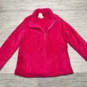 Girls Quarter Zip Soft Fleece Pullover Jacket plush Pink size XL 14-16