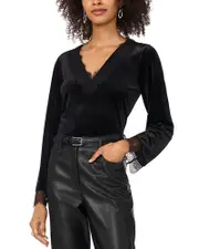 Vince Camuto Lace Trim Velvet Top