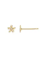 Zoe Lev 14K Yellow Gold Tiny Diamond Flower Stud Earrings