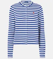 [Polo Ralph Lauren] Polo Ralph Lauren Striped cotton-blend terry cardigan AU 6 blue