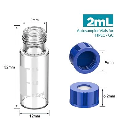 Lab Sample Vial,9-425Screw Cap Vial Borosilicate Glass Vial for GC,HPLC Analysis