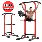 Push Up Multifunction Red Pull Up Bar Power w/ Dip Station Pull-up Home Exercise