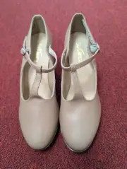 So Danca T strap Character Tap shoes TA-49 taps attached leather sole Tan New