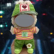 Labubuwa clothes 17CMlabubu clothes plush vinyl sitting party first, second, third generation for skirt set——colour:Lush and lush (hat+top+pants)