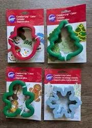 4 Wilton Comfort Grip Cookie Cutters Snowman Tree Gingerbread Man Snowflake