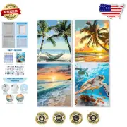 Adult Paint by Numbers Kit - 4 Stunning Beach Sea Turtle Designs on Canvas