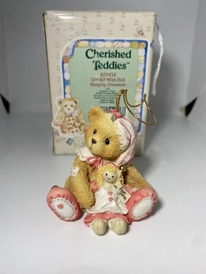 Cherished Teddies 1995 Girl Elf with Doll Ornament Teddy Figurine 625434