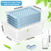 Light Blue 1 Set Ice Box Mold Kit 4Pcs Round Ice Cube_Trays with Lid Ice Bucket