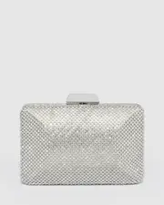 Silver Maxine Clutch Bag