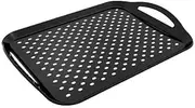 FlyNautics Non Slip Food Serving Tray with Handles, Rectangle Dishwasher Safe Tray for Snack Fruit Dessert Breakfast Drink Black