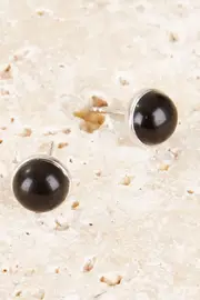 Dimple Stone Sterling Silver Earrings--NAJ-E5186