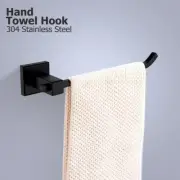Matt Black Square SUS304 Hand Towel Hook Wall Mount Roll Holder Rack Bar Rail