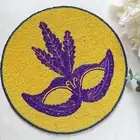 Set of 6, Mardi Gras handmade placemat, beaded round table placemat, 14 inch