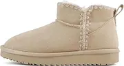 [Soda] “Groove” ~ Women Round Toe Lug Sole Low Flatform Sherpa-lined Ankle Bootie with Stitch Detail