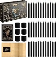 Colored Candles Enchanting Witchcraft Tapers - 36 Mini Ritual Chimes Set Candles Holders Empowering Tools for Prayer, Meditation, Metaphysical Exploration, Wiccan Altars, Chakra Balancing (Black)