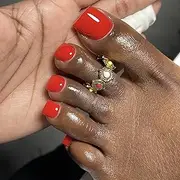 Red False Toenails - 24pcs Short Square Fake Toe Nails with Glue - 12 Sizes Press on Toes Nails - Glossy Full Cover Artificial Summer French Tip Toe Nail for Women Girls