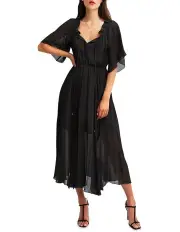 [Belle & Bloom] Amour Amour Ruffled Midi Dress in Black