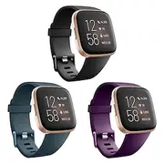 3 PCS Watch Band for Fitbit Versa 2 / Versa Lite / Versa SE / Versa Silicone Replacement Strap Soft Breathable Sport Band Wristband