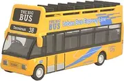 Ailejia City Sightseeing Double Decker Bus Toy New York Bus Die Cast Models Pull Back Vehicles Mini Model Car Lights and Music (Yellow)
