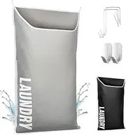 DONAQ Hanging Laundry Hamper Bag – Space Saving over the Door Storage Bags – Behind the Door Hampers for Dirty Clothes – Wall Mounted Basket for Bathroom – Washable Organizer for Small Room Spaces, XL