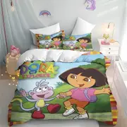 v2260 Bed Sheets Dora the Explor Bedding Set Duvet Cover Sets Children Co-branded Comforter Custom Made King Size PCs 3-Piece Bedding Set (1 Duvet Cov