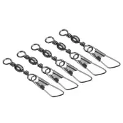 Fishing Barrel Swivel with Safety Snap, 50Pcs 35lb Carbon Steel, Black