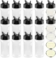 TUZAZO 3 Oz Plastic Spice Jars with Shaker Lids and Labels, 14 Pcs Clear Empty S