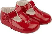 [Earlydays Baypods] Baypods, B617 T Bar with Petal Punch, Pre Walker Baby Shoes Made in The Softest Faux Leather, Made in England