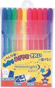 Sakura Crepas Gel Ballpoint Pen, Ballpoint Sign, Moonlight, 10 Colors, PGB10M