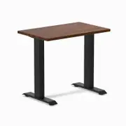 Desky Fixed Height Mini Red Walnut Rubberwood Desk 800 x 500mm Matte Black Frame