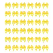 50Pcs Mini Gingham Ribbon Bow 1" Checkered Fabric Ribbon Bows Yellow&White