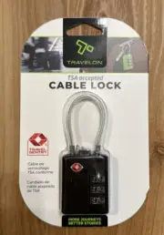 Travelon TSA Accepted 3 Digit Cable Combination Luggage Lock Black